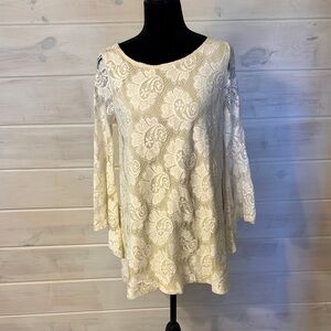 PPLA Cream Floral Lace Mini Dress
